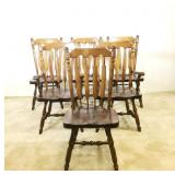 (6) Dark Pine Dining Chairs