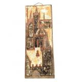 Mid-Century Textured Art / Tile 'City Scape'