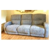 Blue / Gray Chenille Reclining Sofa