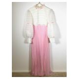 60s White and Pink Formal Gown