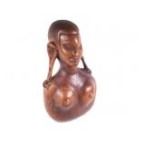 Carved Wood African Bust of Woman
