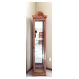 Narrow Oak and Glass Display Cabinet