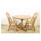 Oak Drop Side Dining Table with (2) Chairs