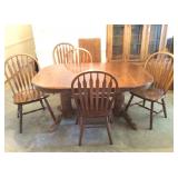Oak Dining Table with (5) Windsor Spear Back Chair