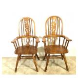 (2) Solid Oak Captain's Chairs