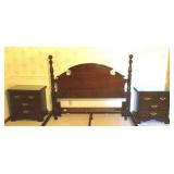 (3) pc Thomasville Cherry Nights Stands, Headboard