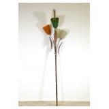 Tension Lamp, Tri-Color Cone Spahetti Glass Shades