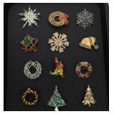 Lot of Christmas Costume Pins and Brooches