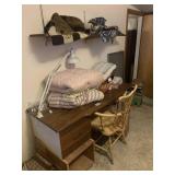 Desk, Chair, blankets, rugs, and more