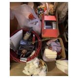 Wicker basket and misc items