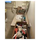 Contents of bathroom, chair, mirror & more