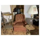 Rocking chair, chair and lamp