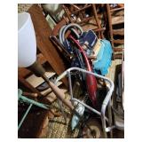 Sweepers, lamp, chair and walker