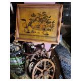 Coat rack base, picture, wagon wheel lights.......