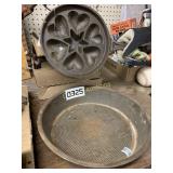 Cast iron heart mold and metal dish
