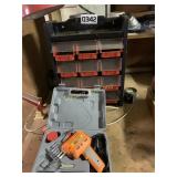 storage bin and soldering iron