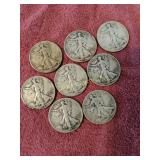 (8) Walking Liberty Half Dollars