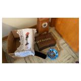 Wood box, oak clock, more