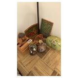 Home decor, pottery pitcher and pig