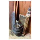 Tires, screen, wood, lamp