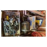 Motor, two boxes misc.