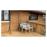 Swing frame, 4 patio chairs