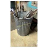 Garbage can and contents, woodbox and contents