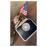 Towels, scale, rock door stop