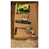 Toy pistol and flash cards