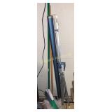 Projection screen, Mop and broom