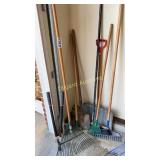 Rakes, shovels, broom