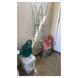 Tomato plant wire stand, weed & feed, watering can