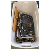 Jumper cables, mats, tote and contents
