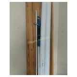 Volleyball net, triple wall pipe, wood platform