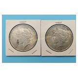 (2) 1923-P Peace Dollars, Decent luster, Nice