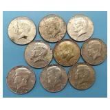 (9) 40% Silver Kennedy Halves