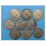 (9) Franklin Halves, 1960