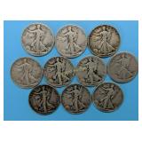 (10) Walking Liberty Halves