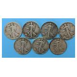 (7) Walking Liberty Halves