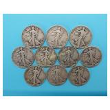 (10) Walking Liberty Halves