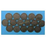 (16) Liberty Nickels,  1890-1911