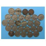 Nickels-(17 Buffalo, 2 V, 6 Jefferson,), 2 Cent..