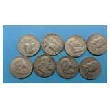 (8) Franklin Halves,  1960