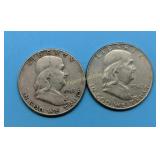 1948-P & 48-D Franklin Halves, 1st year issue set