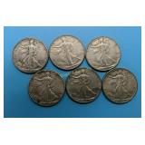 (6) Walking Liberty Halves 1934-45,  Higher grades