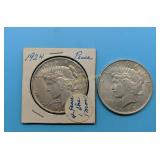 1923-P & 24-P Peace Dollars.  Nice luster