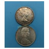 1954 & 65 Canadian Silver Dollars