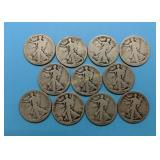 (11) Walking Liberty Halves  1917-1928