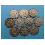 (10) Franklin Halves  1950