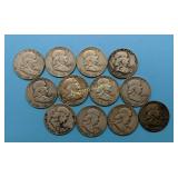 (12) Franklin Halves  1950